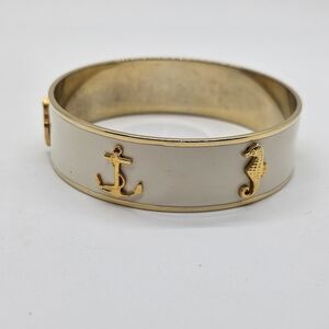 Janna Conner White and Gold Nautical Bangle Bracelet